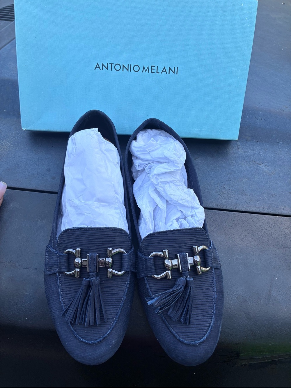 ANTONIO MELANI Navy Tassel Bit Loafers